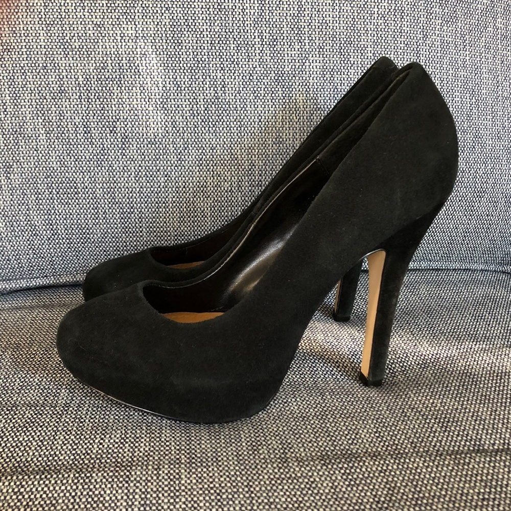Steve Madden black suede heels, 8.5